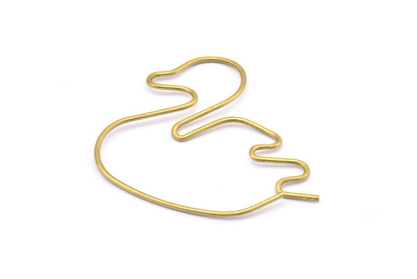 Brass Duck Earring, 4 Raw Brass Wire Duck Earring Charms, Pendants, Findings (40x36x1mm) E552