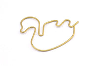 Brass Duck Earring, 4 Raw Brass Wire Duck Earring Charms, Pendants, Findings (40x36x1mm) E552