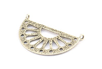 Ethnic Sun Pendant, 2 Antique Silver Plated Brass Semi Circle Pendant With 2 Loops (38x22x1mm) BS 1944 H1346