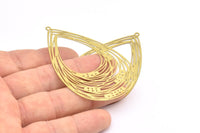 Brass Earring Charm ,4 Raw Brass Textured Drop Earring Charms With 1 Loop Pendants, Findings (67x41mm) E484