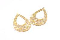 Brass Earring Charm ,6 Raw Brass Textured Drop Earring Charms With 1 Loop Pendants, Findings (54x33mm) E437