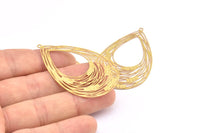 Brass Earring Charm ,6 Raw Brass Textured Drop Earring Charms With 1 Loop Pendants, Findings (54x33mm) E437