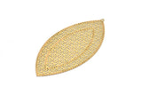 Brass Earring Charm , 4 Raw Brass Textured Marquise Earring Charms With 1 Loop Pendants, Findings (83x39mm) E469