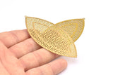 Brass Earring Charm , 4 Raw Brass Textured Marquise Earring Charms With 1 Loop Pendants, Findings (83x39mm) E469