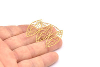 Brass Earring Charm , 6 Raw Brass Textured Marquise Earring Charms Pendants, Findings (40x34mm) E451