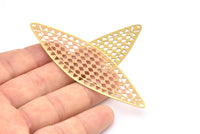 Brass Earring Charm , 6 Raw Brass Textured Marquise Earring Charms With 2 Holes Pendants, Findings (81x26mm) E474