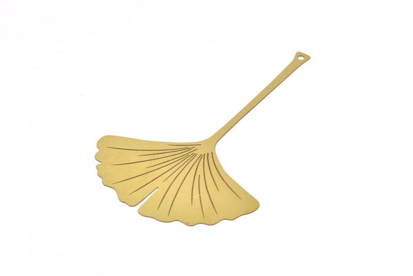 Brass Earring Charm , 4 Raw Brass Ginkgo Leaf Earring Charms With 1 Hole Pendants, Findings (96x60mm) E528