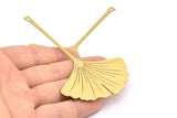 Brass Earring Charm , 4 Raw Brass Ginkgo Leaf Earring Charms With 1 Hole Pendants, Findings (96x60mm) E528