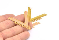 Brass Earring Charm , 10 Raw Brass Textured V Shape Earring Charms With 2 Holes Pendants, Findings (43x32mm) E416
