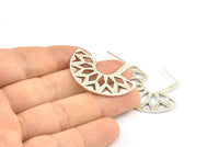Geometric Earring Findings, 2 Antique Silver Plated Brass Ethnic Semi Circle Textured Earring Findings  (36x29x1mm) BS 2053 H0275