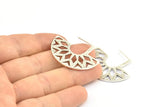 Geometric Earring Findings, 2 Antique Silver Plated Brass Ethnic Semi Circle Textured Earring Findings  (36x29x1mm) BS 2053 H0275