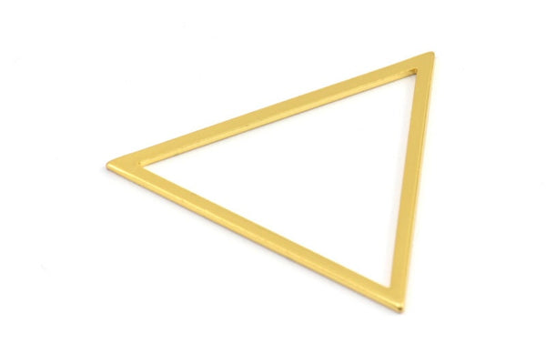 Gold Triangle Charm, 2 Gold Plated Brass Triangles (39x35x1mm) E079 Q0536
