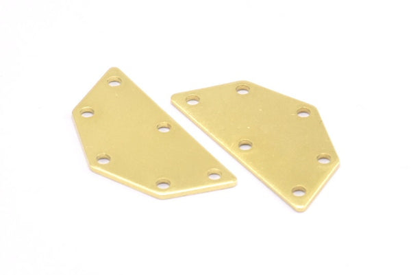 Ham Pirinç Kolye, 6 Delikli 12 Ham Pirinç Beş Kenarlı Geometrik Şekilli Boşluk (25x13x0,80 mm) E297