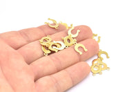 Raw Brass Charm, 100 Raw Brass U shape Charm With 1 Loop,Pendants, Findings (12x8mm) E294
