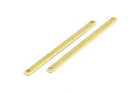 Tiny Bar Pendant, 24 Raw Brass Connector Bars With 2 Holes (40x2.5x0.80mm) E395