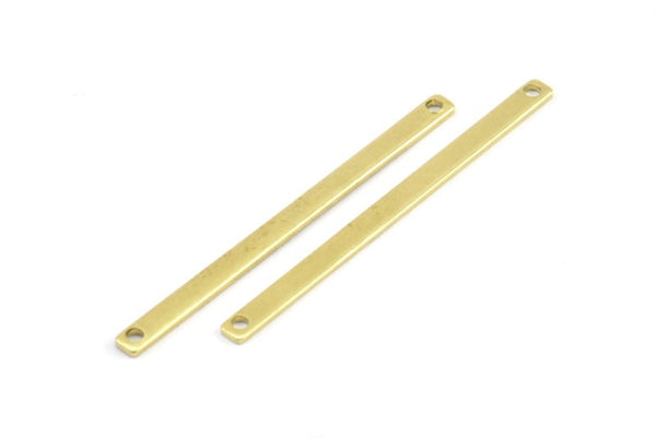 Tiny Bar Pendant, 24 Raw Brass Connector Bars With 2 Holes (40x2.5x0.80mm) E395