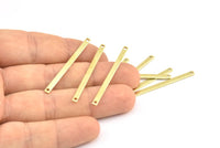 Tiny Bar Pendant, 24 Raw Brass Connector Bars With 2 Holes (40x2.5x0.80mm) E395