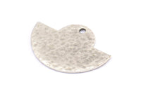 Semi Circle Pendant, 6 Antique Silver Plated Brass Hammered Semi Circle Blanks With 1 Hole, Geometric Pendant (24x17.5x0.7mm) BS 1905 H0258