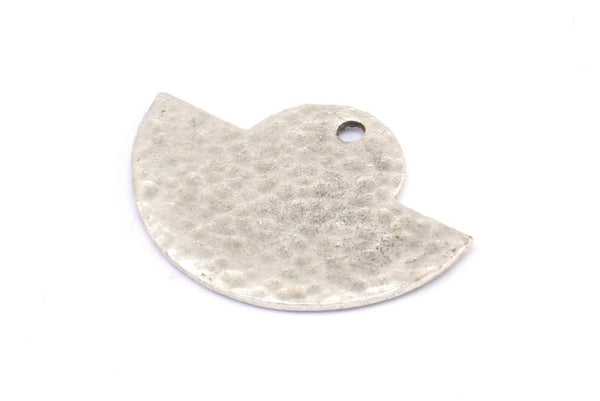 Semi Circle Pendant, 6 Antique Silver Plated Brass Hammered Semi Circle Blanks With 1 Hole, Geometric Pendant (24x17.5x0.7mm) BS 1905 H0258