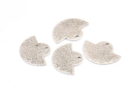 Semi Circle Pendant, 6 Antique Silver Plated Brass Hammered Semi Circle Blanks With 1 Hole, Geometric Pendant (24x17.5x0.7mm) BS 1905 H0258