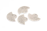 Semi Circle Pendant, 6 Antique Silver Plated Brass Hammered Semi Circle Blanks With 1 Hole, Geometric Pendant (24x17.5x0.7mm) BS 1905 H0258