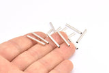 Silver Geometric Tube Bead, 50 Antique Silver Plated Brass Square Tube Beads (2x20mm) Bs 1566 H0396
