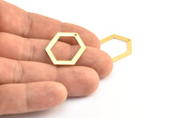 Hexagon Choker Charm, 3 Gold Plated Brass Hexagon Charms With 1 Hole, Pendants, Findings (26.5x19x1mm) E018 Q0529