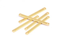 Tiny Bar Pendant, 12 Gold Plated Brass Connector Bars With 2 Holes (30x2.5x0.80mm) E391 Q0588