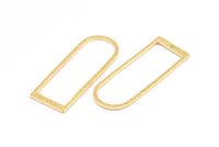 D Shape Rings, 2 Gold Plated Brass Hammered D Shape Connectors With 1 Hole, Rings  (47x18x1.4mm) BS 1894