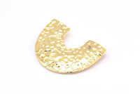 Gold Semi Oval Pendant, 2 Gold Plated Brass Semi Oval Pendants With 2 Loops, Necklace Findings (21x27x0.8mm) BS 2002 Q0585