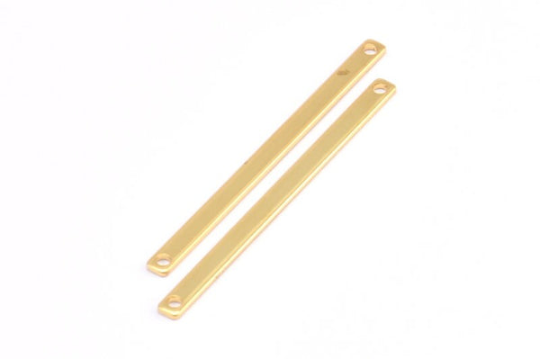 Tiny Bar Pendant, 8 Gold Plated Brass Connector Bars With 2 Holes (40x2.5x0.80mm) E395 Q0578