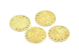 Brass Round Earring, 4 Raw Brass Hammered Round Earring With 10 Holes, Findings (20mm) Y231