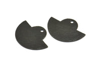 Semi Circle Pendant, 6 Oxidized Brass Black Hammered Semi Circle Blanks With 1 Hole, Geometric Pendant (24x17.5x0.7mm) BS 1905 S794
