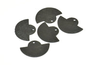 Semi Circle Pendant, 6 Oxidized Brass Black Hammered Semi Circle Blanks With 1 Hole, Geometric Pendant (24x17.5x0.7mm) BS 1905 S794