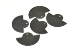 Semi Circle Pendant, 6 Oxidized Brass Black Hammered Semi Circle Blanks With 1 Hole, Geometric Pendant (24x17.5x0.7mm) BS 1905 S794
