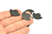 Semi Circle Pendant, 6 Oxidized Brass Black Hammered Semi Circle Blanks With 1 Hole, Geometric Pendant (24x17.5x0.7mm) BS 1905 S794