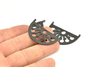 Black Ethnic Pendant, 2 Oxidized Brass Black Semi Circle Pendant With 2 Loops (38x21x1mm) BS 1941 S793