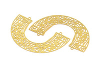 Brass Earring Charm, 6 Raw Brass Ethnic Motif Earring With 2 Loops Charms Pendants, Findings (60x11mm) E577