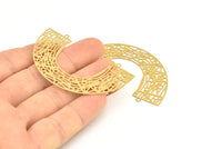 Brass Earring Charm, 6 Raw Brass Ethnic Motif Earring With 2 Loops Charms Pendants, Findings (60x11mm) E577