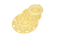 Brass Earring Charm, 6 Raw Brass Ethnic Motif Earring With 1 Loop Charms Pendants, Findings (64.5x38mm) E575