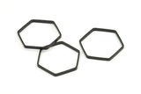 Black Hexagon Charm, 24 Oxidized Brass Black Hexagon Ring Charms (25x0.8x2mm) Bs 1189 S251