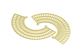 Brass Earring Charm, 6 Raw Brass Ethnic Motif Earring With 2 Loops Charms Pendants, Findings (61x16mm) E574