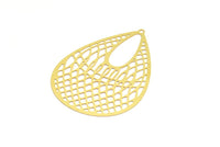 Brass Earring Charm ,4 Raw Brass Textured Drop Earring Charms With 1 Loop Pendants, Findings (72x53mm) E566