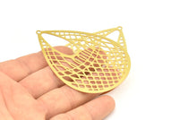 Brass Earring Charm ,4 Raw Brass Textured Drop Earring Charms With 1 Loop Pendants, Findings (72x53mm) E566