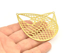 Brass Earring Charm ,4 Raw Brass Textured Drop Earring Charms With 1 Loop Pendants, Findings (72x53mm) E566