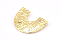 Gold Semi Oval Pendant, 2 Gold Plated Brass Semi Oval Pendants With 2 Loops, Necklace Findings (21x27x0.8mm) BS 2002 Q0585