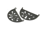 Ethnic Tree Pendant, 2 Oxidized Black Brass Semi Circle Pendant With 2 Loops (38x21x0.9mm) BS 1939 S1063