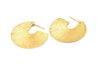 Geometric Earring Findings, 2 Gold Plated Brass Semi Circle Textured Earring Findings  (35x35x0.7mm) E256 Q595
