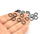 10mm Jump Rings, 25 Oxidized Brass Black Jump Rings (10x1.5mm) D0231 S789