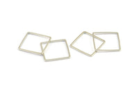 Silver Square Charm, 25 Silver Tone Square Connectors (16mm) Bs-1119 H0286